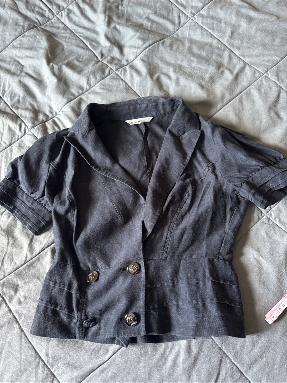 Black Short-Sleeve Double-Breasted Jacket